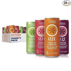 IZZE Sparkling Juice, 4 Flavor, Variety Pack, 8.4 Fl Oz Can (Pack of 24) Blackberry, Clementine, Apple, Grapefruit