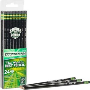 Ticonderoga Wood-Cased Pencils, 2 HB Soft, Black, 24 Count